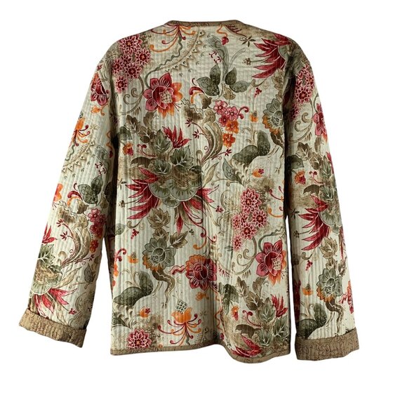 Alfred Dunner Floral Quilted Jacket Buttons Cotton Blend Womens SZ 12 Outerwear - Picture 2 of 11